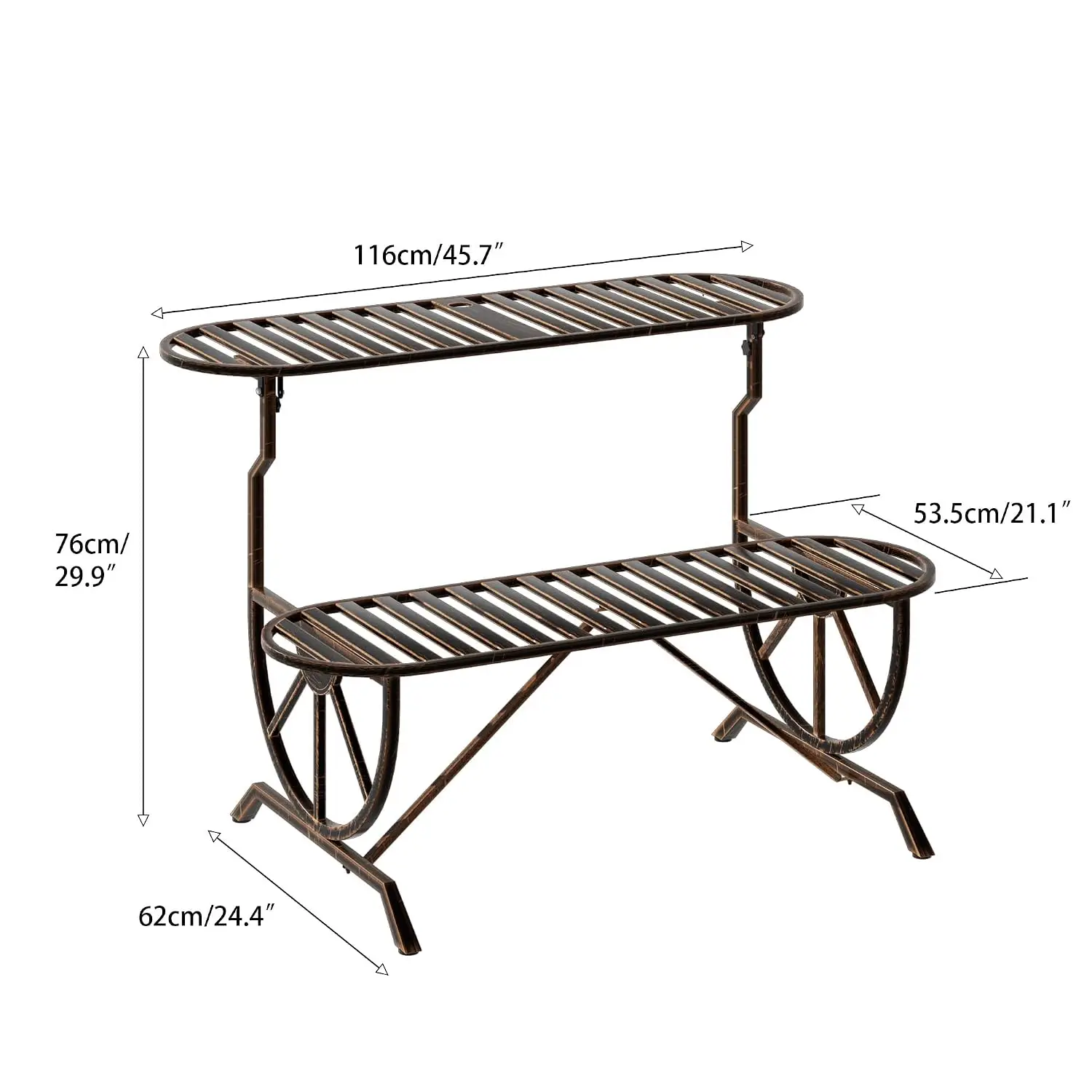 Outdoor Convertible Bench, Patio Garden Bench with Wagon Wheel Arms, Cast Iron, 3 People, Front Porch Furniture for Lawn Yard