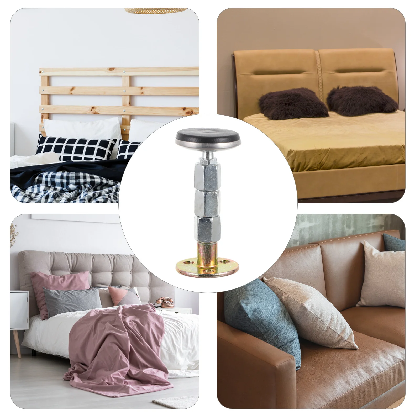 

4Pcs Bed Frame Fixer with Threaded Design Adjustable Anti-Shake Stabilizer for Cabinet Wardrobe Bookshelf Furniture Fixators