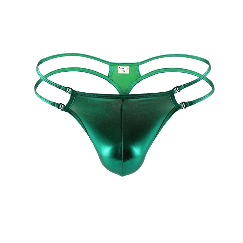Faux Leather Men Sexy Thongs Underwear Tanga Hombre Jockstrap Men Pouch Thong Exotic Lingerie For Men Bikini G String Panties