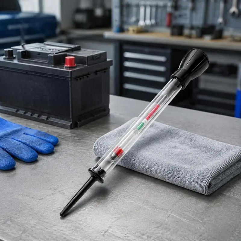 M76E Garage Battery Check Tool Car Battery Hydrometer with Squeeze Bulb Sampling and Clear Tube for Battery Fluid Testing Tasks