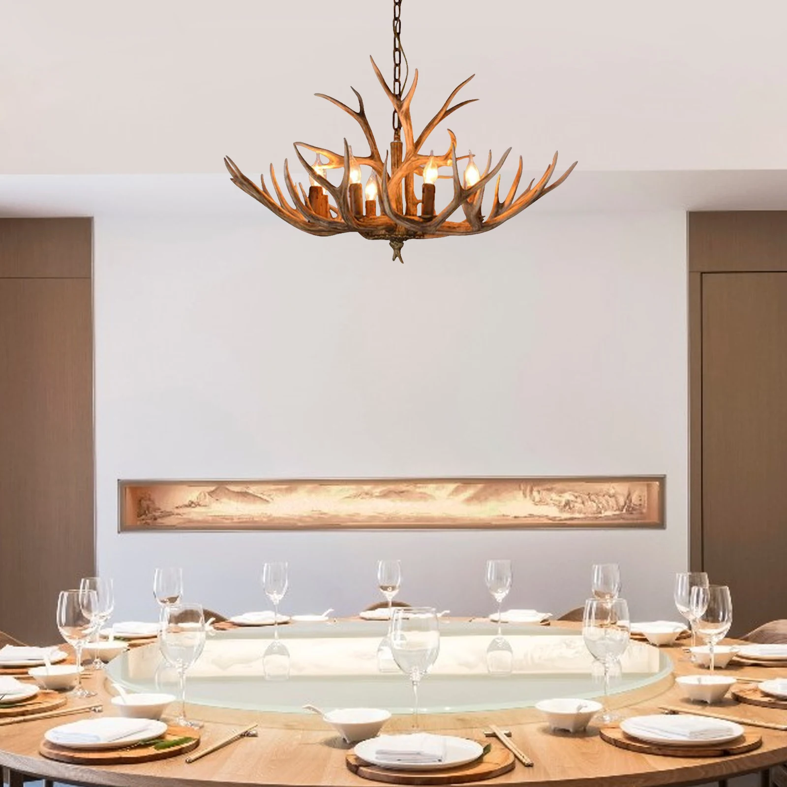 

Stunning 6 - Branch Antler Light Fixture: Perfect for Lodge, Cabin & Rustic Decor