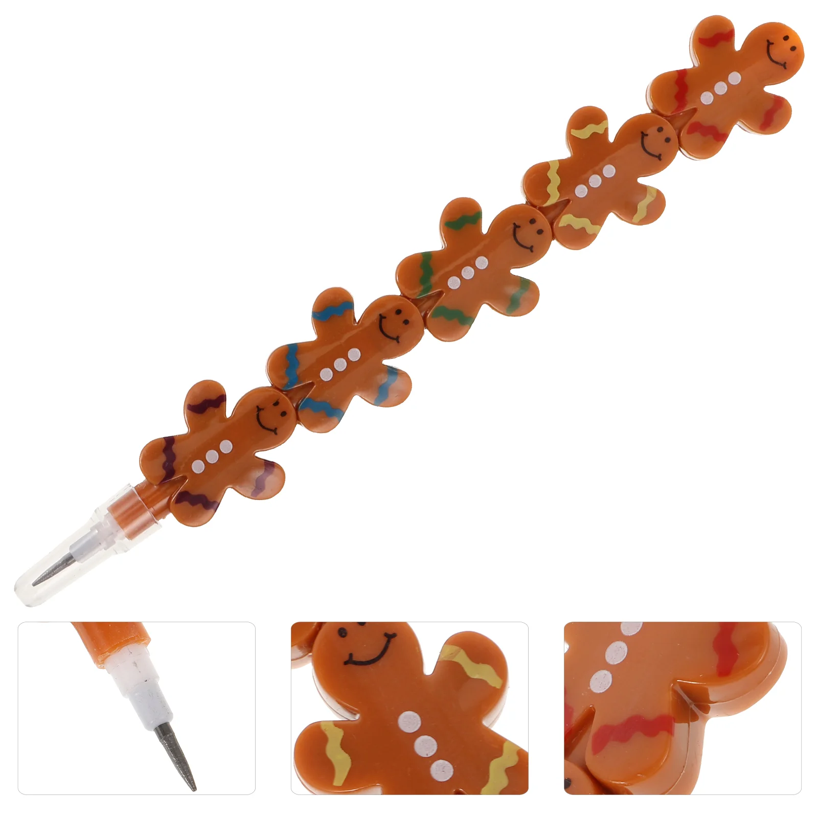 10 Pcs Gingerbread Man Pencil Christmas Stackable Decoration Stamp Automatic Gift Plastic Stacking Pencils Cake Decorating