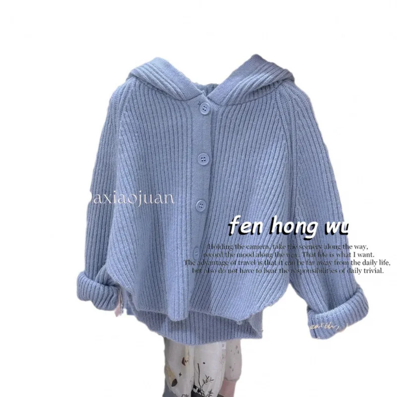 【Malhas】Children2024Autumn novos suéteres com capuz cardigan meninas primavera e outono casual