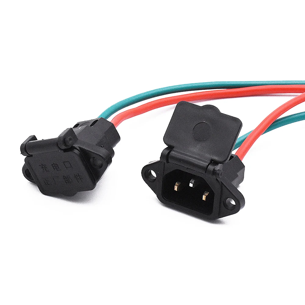 Electric Scooter Charging Port 36V 48V E-Bike Vehicle Socket With 16cm Cable Wire Three Vertical Connector For Battery Charger