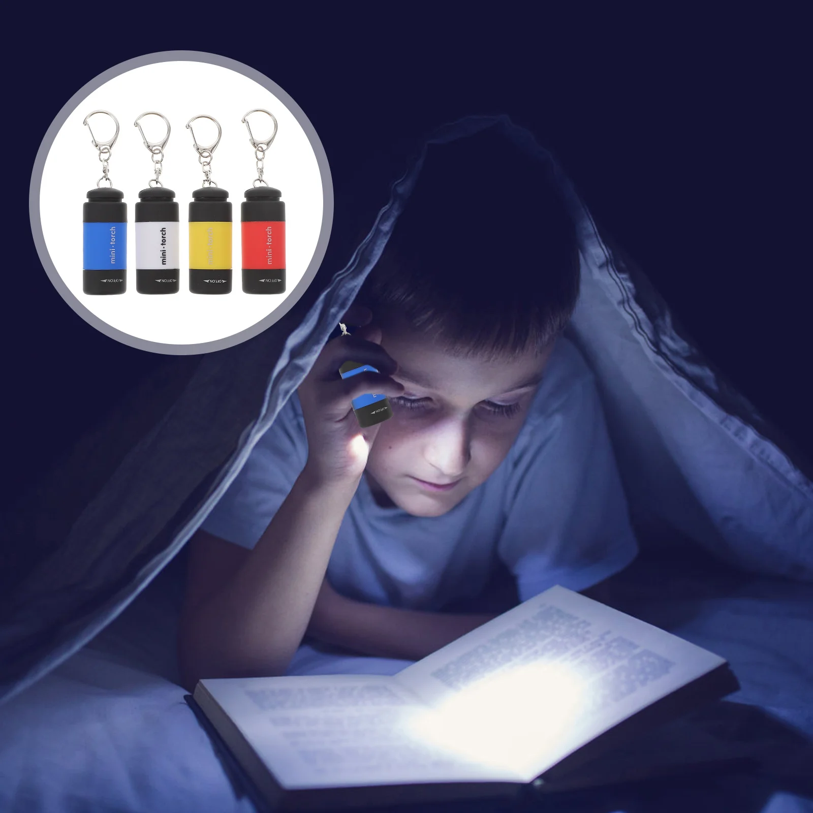 

4Pcs Mini Rechargeable USB Keychain LED Flashlight Small Lightweight Emergency Outdoor Fishing Portable Key Ring Light