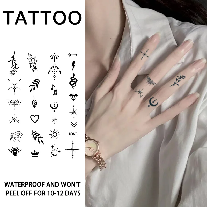 1Pc Small Pattern Waterproof Temporary Tattoo Stickers, Long-lasting Waterproof for One to Two Weeks, Suitable for Finger, Plam.