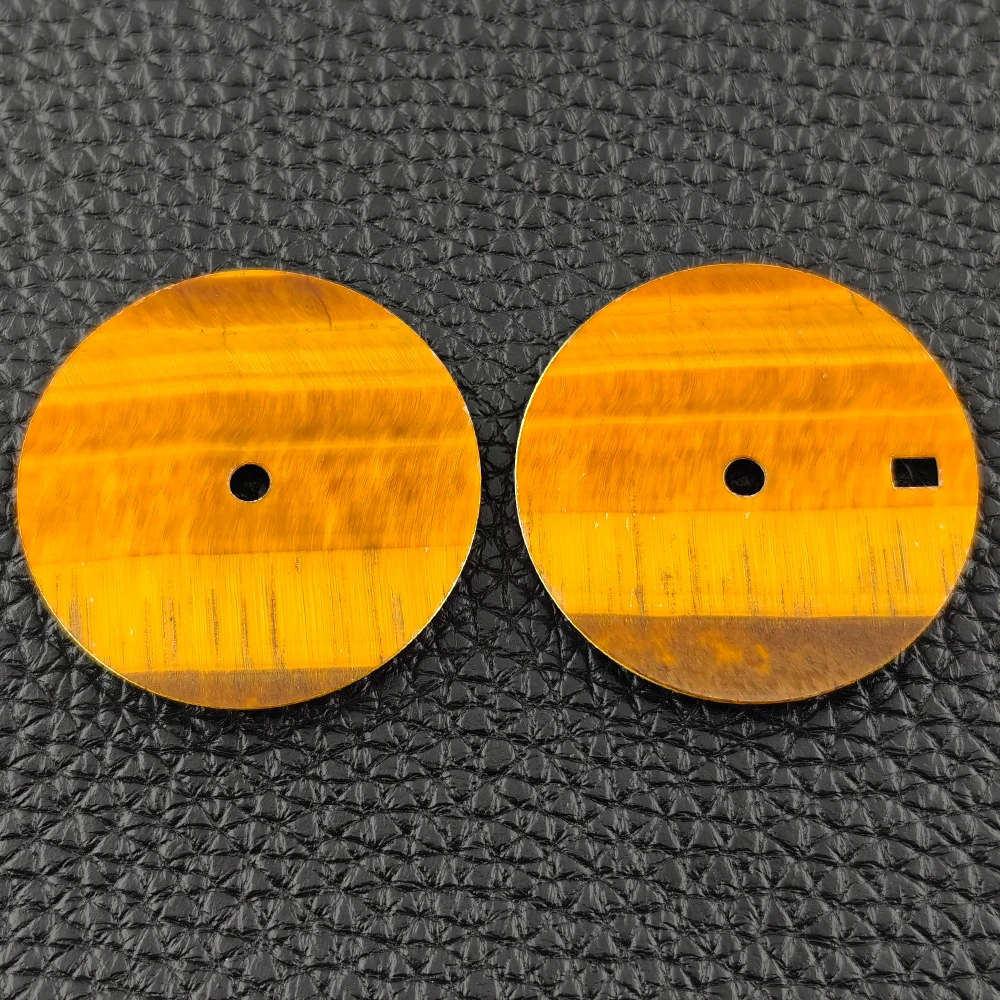 28.5mm Yellow Tiger's Eye Stone Dial Watch Dial NH35 Dial for NH35/NH36 Movement Customizable Logo Modified Parts