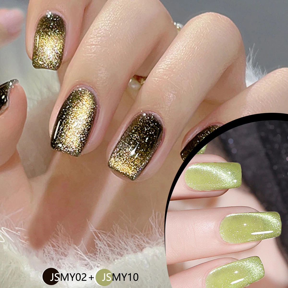 مجموعة طلاء أظافر جل عين القطة من جريليم مع مغناطيس، 4 ألوان ملصقات مغناطيسية لعين القطة لسهولة الإزالة - طراز هلامي شفاف #6