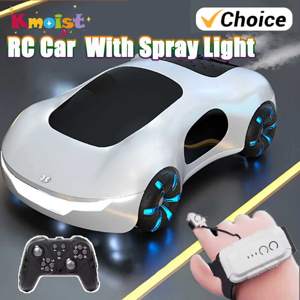 RC Car Toy With Spray Light Kids Remote Watch Control 1/18 Stunt Vhicle Drift 2.4G Remote Control Toys for Boys Birthday Gifts
