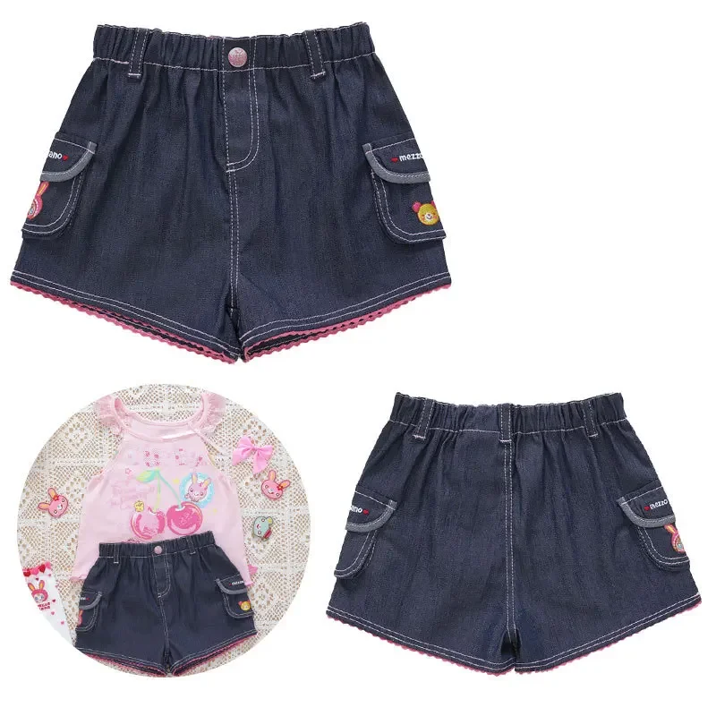 Pianist Girls Shorts Cartoon Cute Sweetheart Bunny Pocket Embroidery Lace Shorts Summer 2024