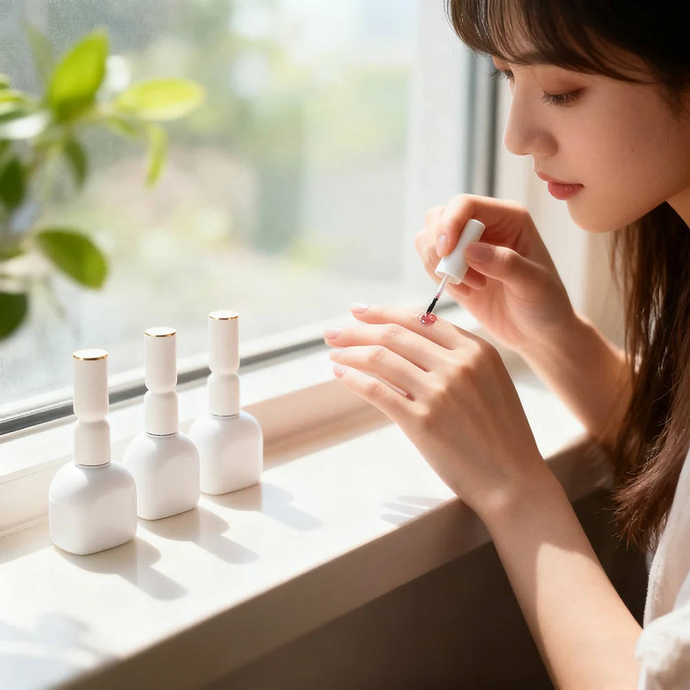 15ml Mini Nail Polish Glass Bottle With Brushes Empty Nail Gel Packaging Container Refillable Cosmetic Pot Manicure Oil Bottles