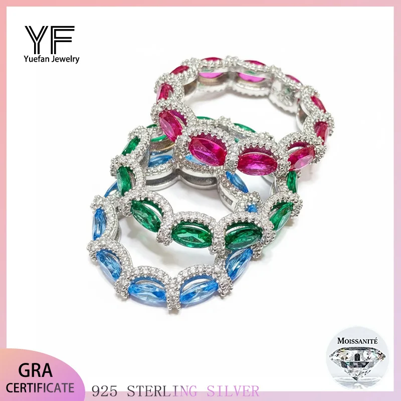 

Многоцветное женское кольцо из стерлингового серебра 925 пробы с муассанитом, покрытое золотом 18 карат, сертификация цвета D, блестящая женская свадьба