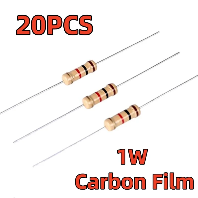 

20PCS 1W Carbon Film Resistance 5% 1.8 2 2.2 18 20 22 180 200 220 Ohm R K 1R8 2R 2R2 20R 22R 220R 2.2K 22K 220K 0.1-10M