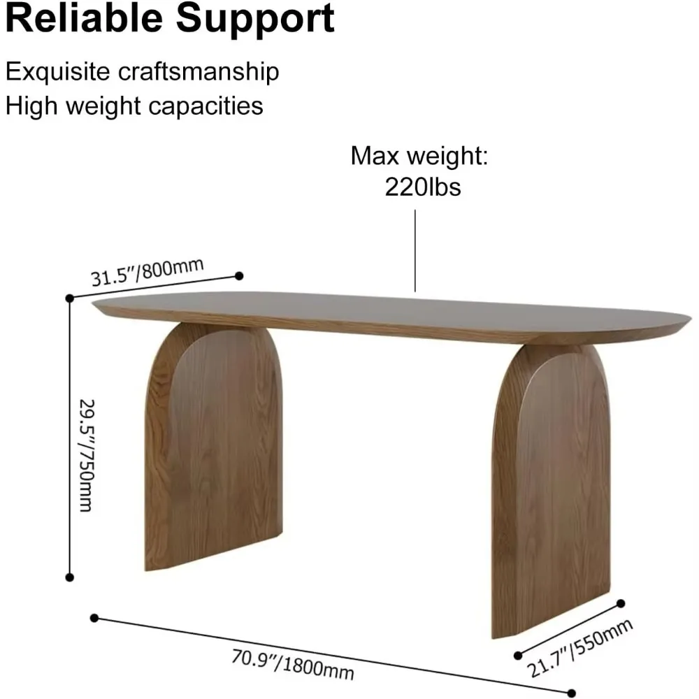 Oval Dining Table for 6, Solid Wood Dininer Table for Dining Room, Modern Mid-Century Kitchen Table with Reliable Support