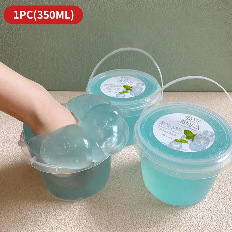 350ml Large Slime Box Bucket Giant Bubble Toy Non-Sti Soft Fake Water Squishy Handmade Sress Anxiety Relief DIY Squeezable Slime