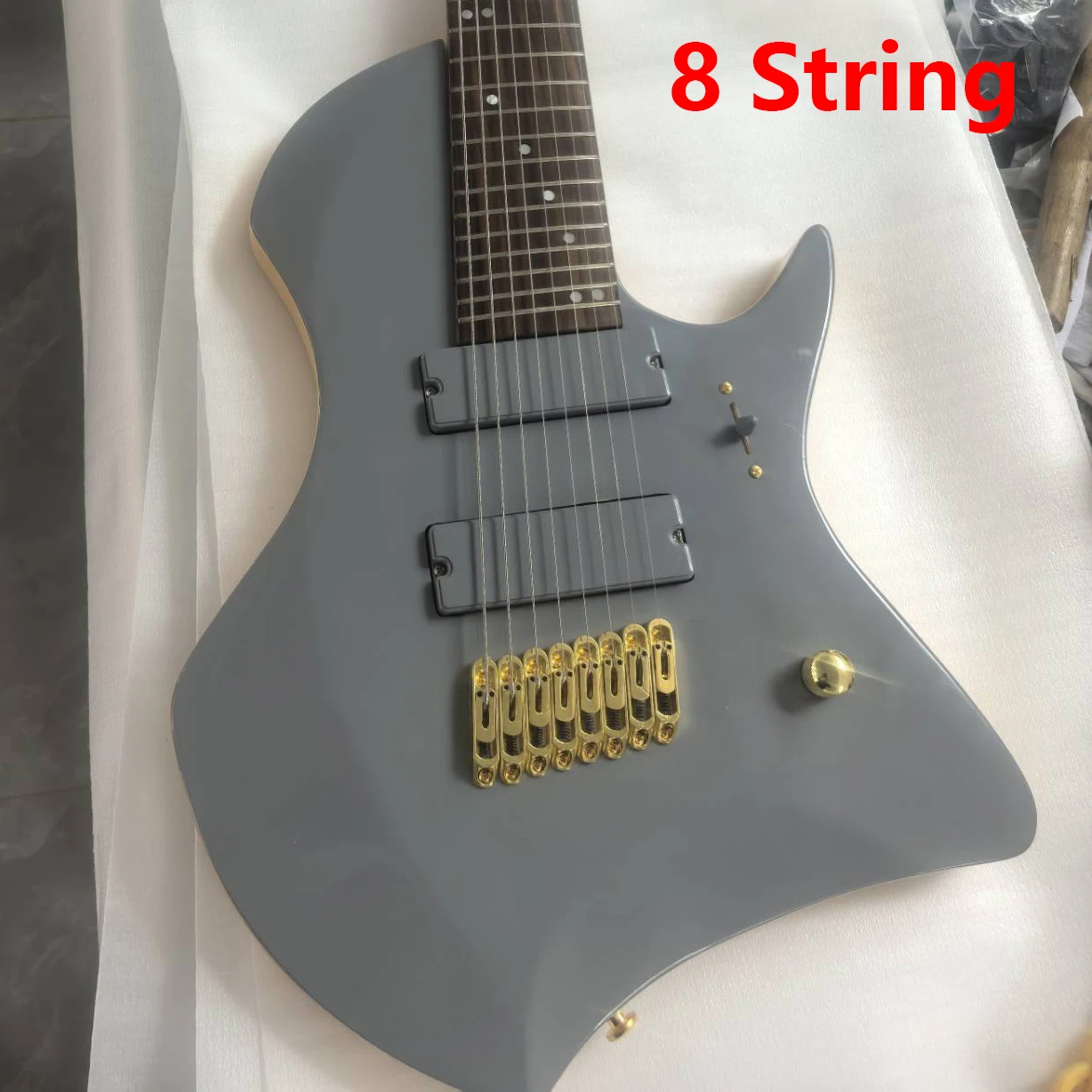 

8 String Headless Electric Guitar, Multi-Scale Neck, Slanted Frets, Solid Body for Metal & Rock Professional Guitar