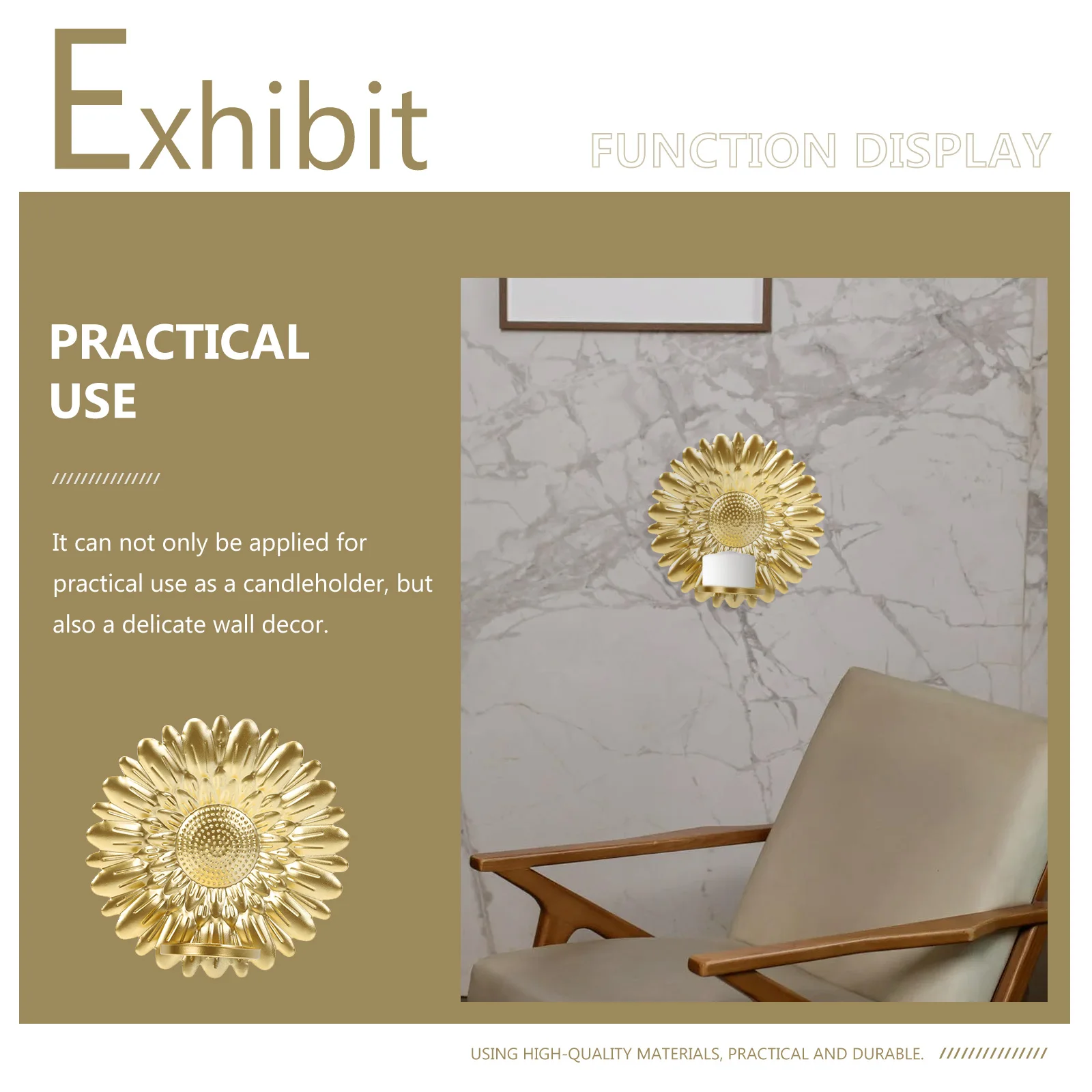 

Wall-Mounted Candleholder Metal Rounded Background Elegant Design Home Wedding Banquet Wall Hanging Decor Indoor