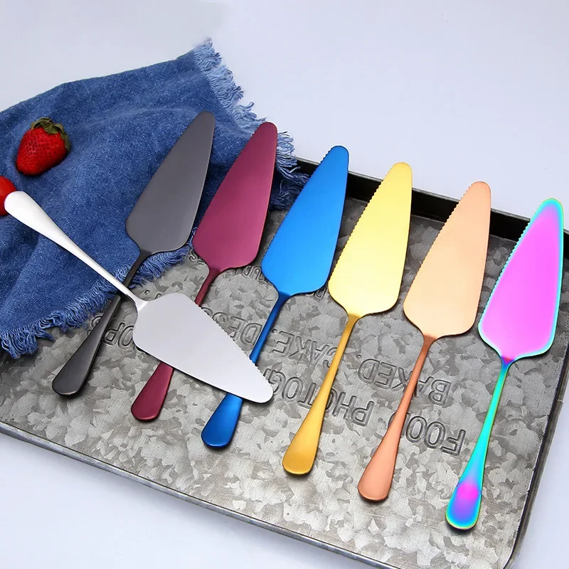 Colorful Stainless Steel Serrated Edge Cake Server Blade Cutter Pie Pizza Shovel Cake Spatula Baking Tool 1piece