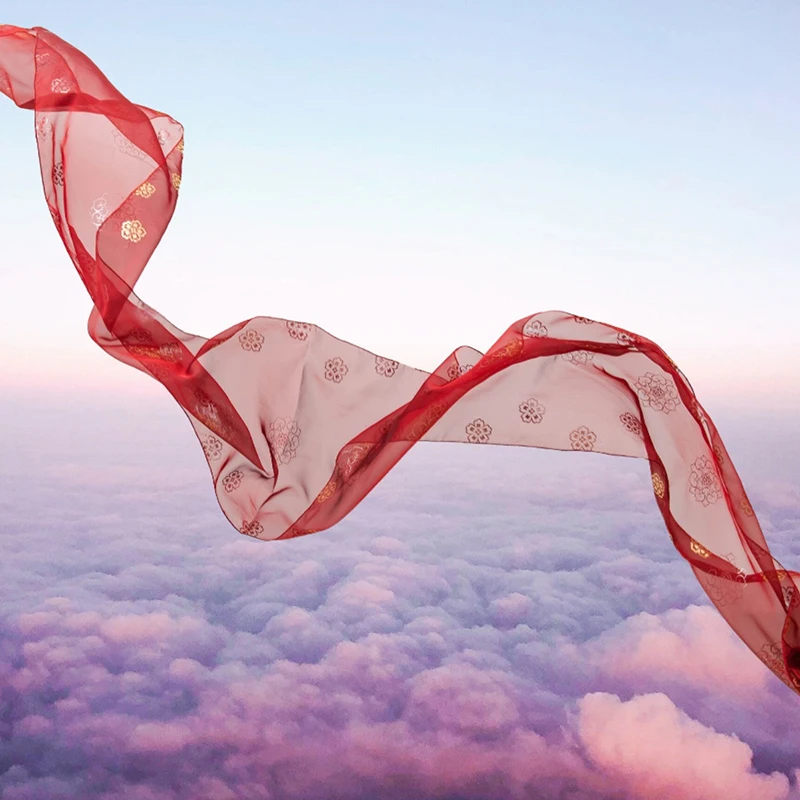 

Extra-long Hanfu Streamer Bronzing Gradient Embroidery Ribbon Retro Hanfu Shawl Ancient Dunhuang Tang Style Dance Performance