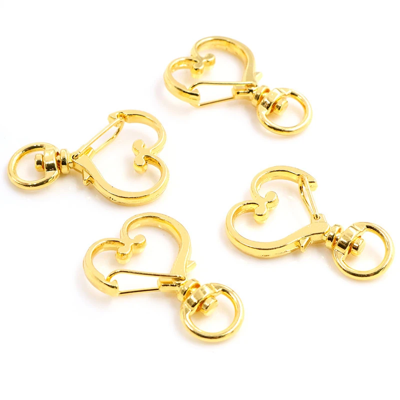 Cat Heart Snap Hook Clips, 10pcs Keychain Supplies