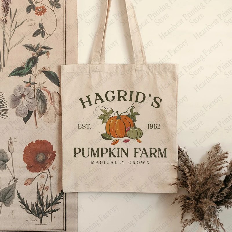 Hagrid Pumpkin Patch Pattern Tote Bag borse a tracolla in tela per Halloween divertente per il suo pendolarismo borse per la spesa riutilizzabili da