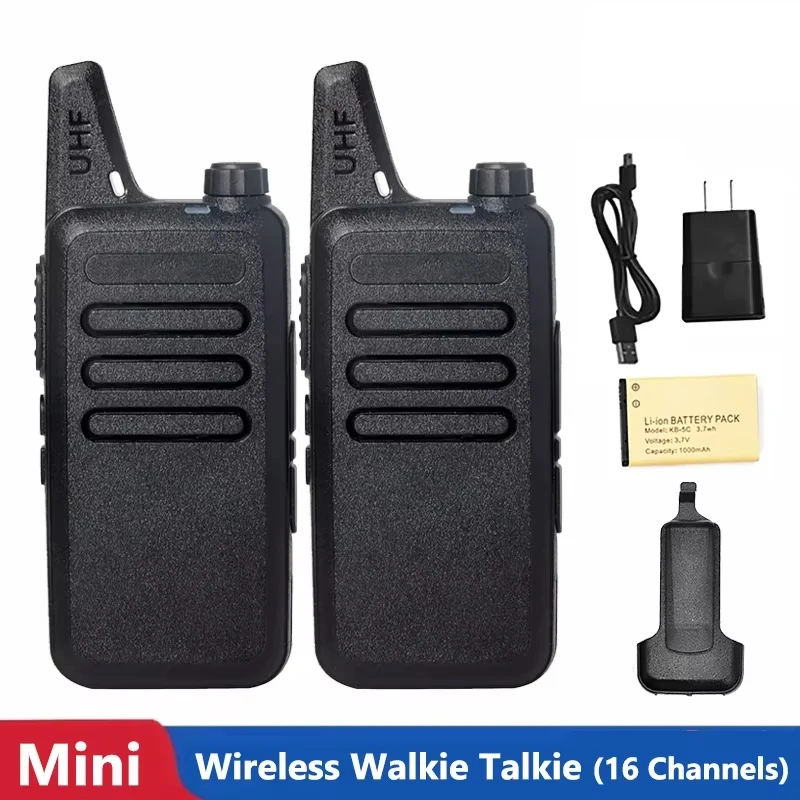 

Portable Wireless Walkie Talkie Long Range UHF 16 Storage Channels Mini High-Power Intercom Rechargeable For Hotel Restaurant