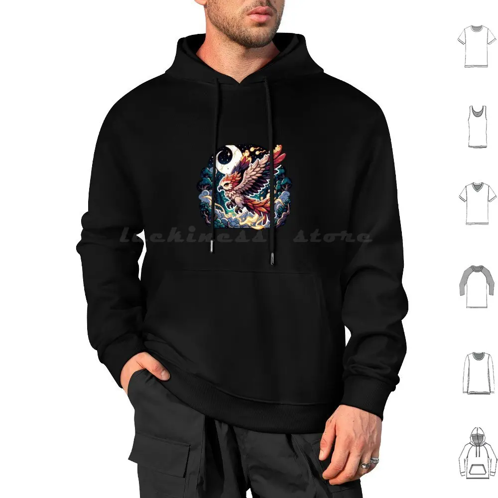 Legendary Animals-Phoenix Thunderhawk Hoodies Long Sleeve Fantastical Cute Kawaii Fantasy Supernatural Folklore