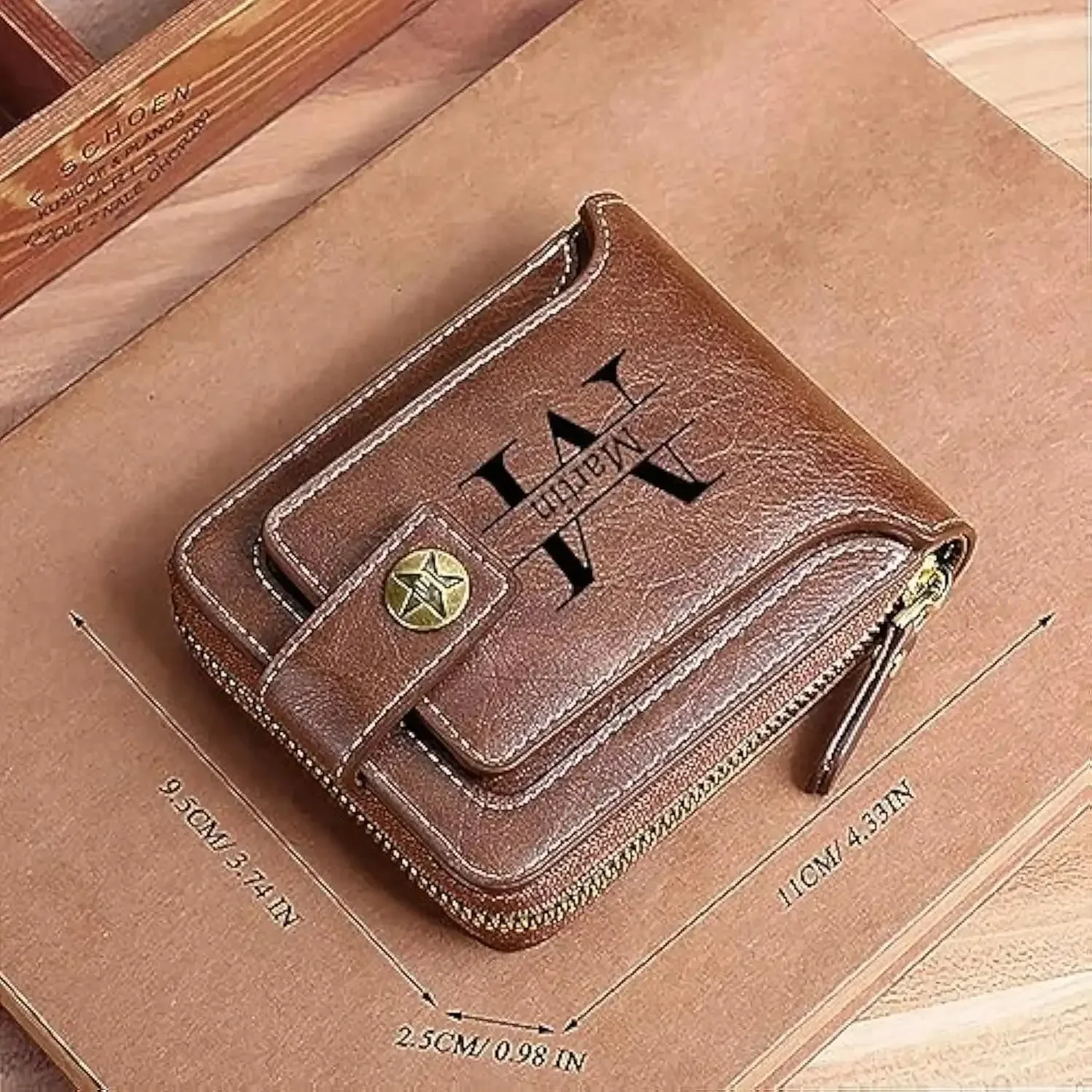 Men PU Leather Gift Idea for Husband BF Personalized Father's Day Gift Men Wallet Custom Engraved Birthday/Anniversary Wallets