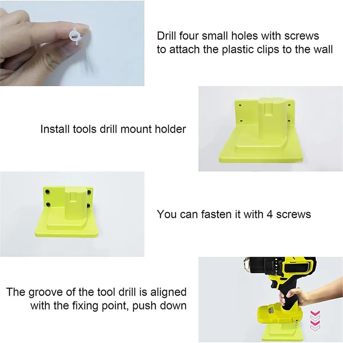 5Pcs Tool Holder for 18V Power Tool Wall Mount Portable Holder equipment Stand Plastic+Metal