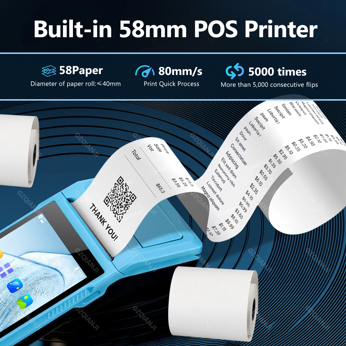 Handheld Android 8.1 PDA POS Business Multifunctional Portable 58mm Mobile Receipt Bill Thermal Printer Machines All in One