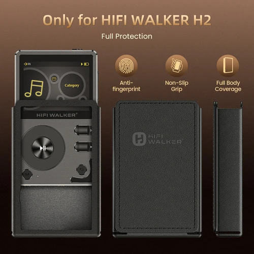 Imagen 2 del producto HIFI WALKER Funda protectora de cuero PU para reproductor de música HiFi portátil H2, resistente a los golpes y duradero, negro