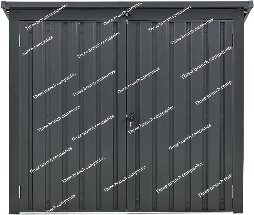 Outdoor Storage Shed for Trash and Recyclables, Pent Roof, Galvanized Steel, 2-Point Locking System,