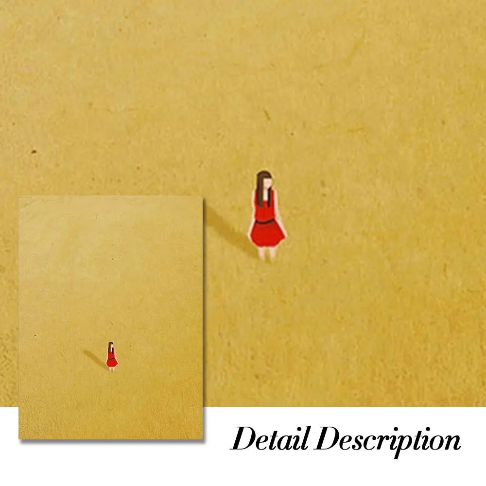 Abstract Creative Alone Girl Wall Art Poster Prints Minimalist Colorful Style Canvas Painting Picture for Living Room Home Decor
