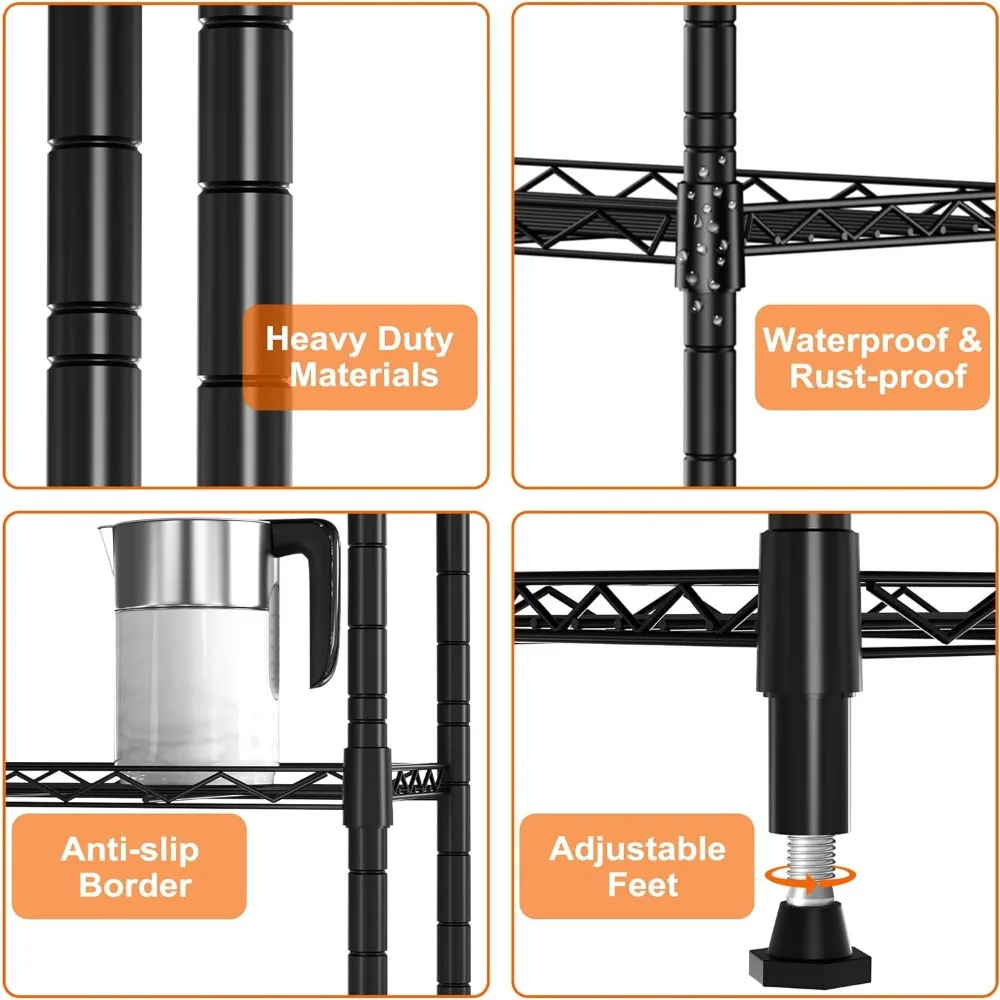 Стеллажи для гаража на 5 проводов, регулируемая полка для хранения на кухне, металлические полки весом 11,8 фунтов, 21 Д x 53,8 дюйма x дюйма