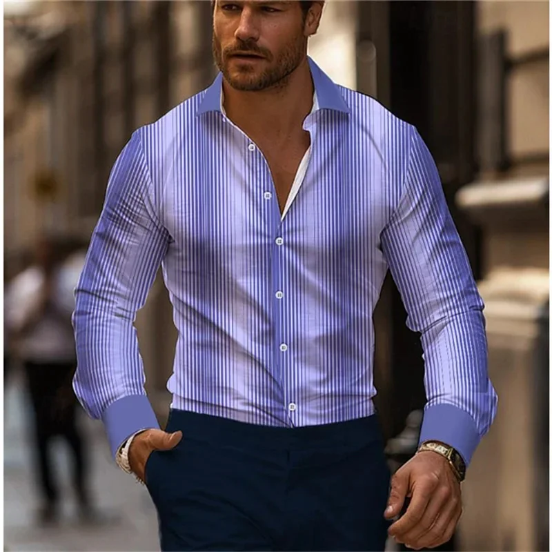 Men\'s Shirts 26 Styles Striped Shirt Long Sleeve Resort Button Lapel Clothing Fashion Casual Comfortable XS-6XL Fast Shipping