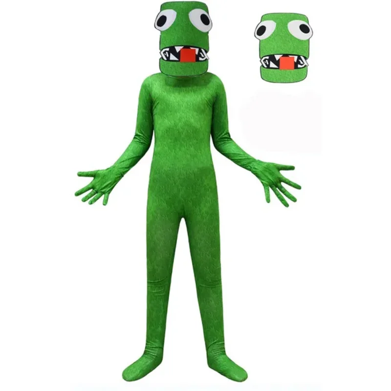 Nieuwe Kinderen Geven De Voorkeur Aan Cosplay-Kostuum Met Masker Jongens Meisjes Anime Bodysuit Onesie Halloween Fancy Dress Jumpsuit Groen Monster