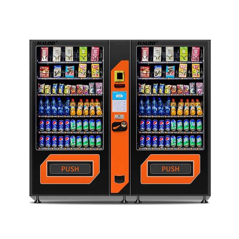 Big Capacity Snacks and Drinks Vending Machine With Refrigerator Manufacture QR Code Coin Changer M-pesa