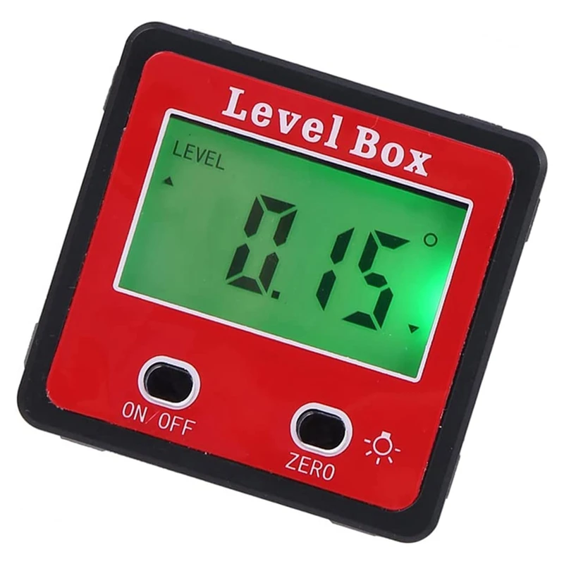 Digital Protractor Inclinometer Horizontal Protractor Electronic Leveling Box Magnetic Base Measuring Tools Red