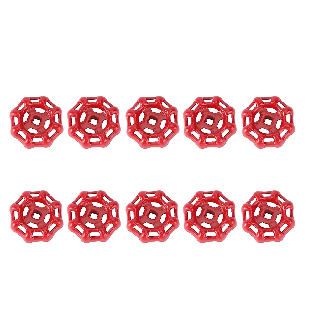 10pcs Valve Handwheel Handle Red Metal Gate Ball Water Pipe Fitting Cast Iron Plumbing Shut Off Flat Bottom Long Service Life