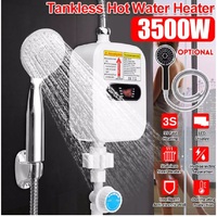 JY-018B,3500W 220V Mini Water Heater Hot Electric Tankless Household Bathroom Faucet with Shower Head LCD Temperature Display