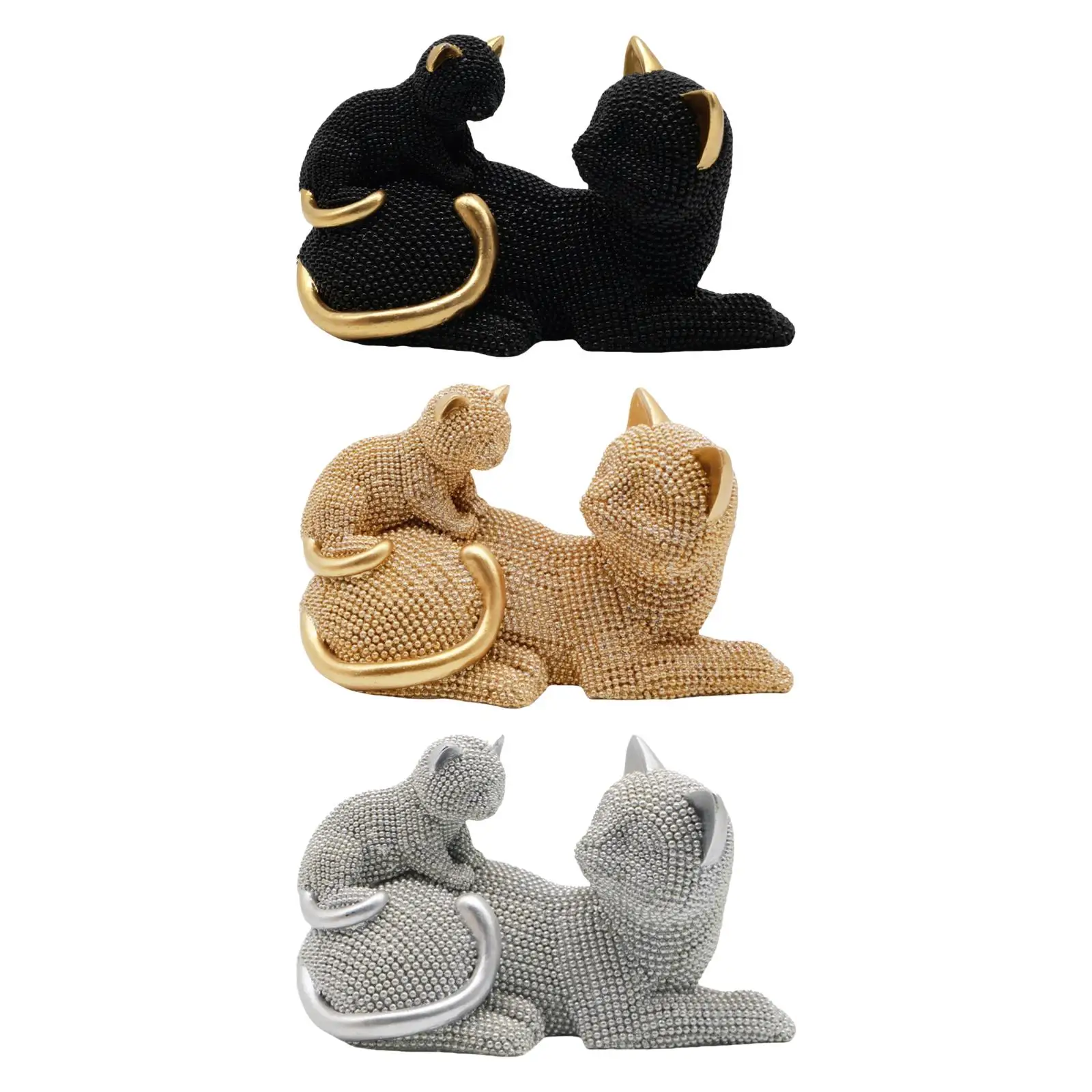 Estatua de gato madre e hijo multifuncional 19,5x9x11,4 cm colección de escritorio adorno artesanal para sala de estar ligero lindo
