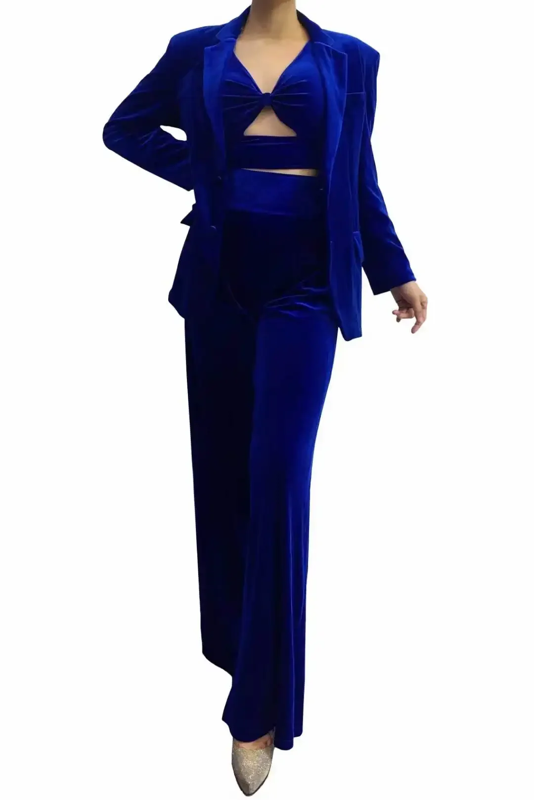 Purple DJ DS Gogo Women Velvet Blazer Loose Pants Sets Nightclub Stage Wear Dancer Performance Show Singer Club Queen Outfit