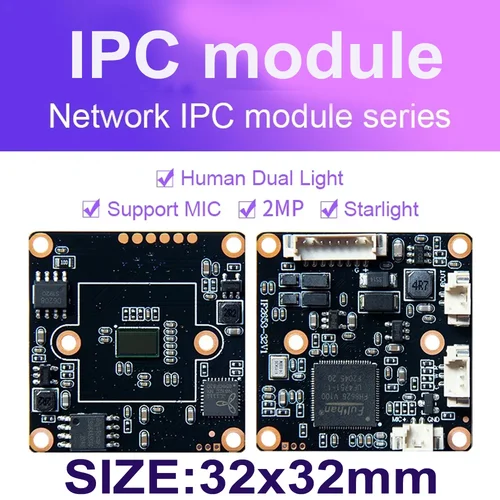 Imagen 1 del producto Módulo de cámara IP PCB, 1MP, 2MP, 3MP, 4MP, 720P, venta directa de fábrica, 32x32mm