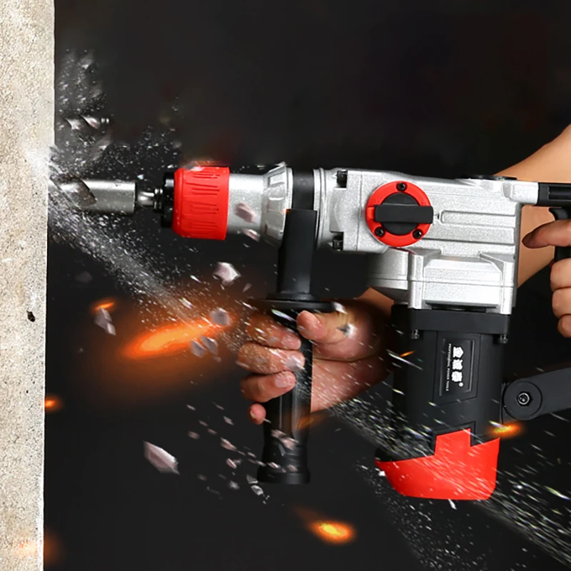 220V Electric Hammer Industrial Electric Drill 2200W Cordless Electric Pickaxe Drill Multifunctional Impact Drill