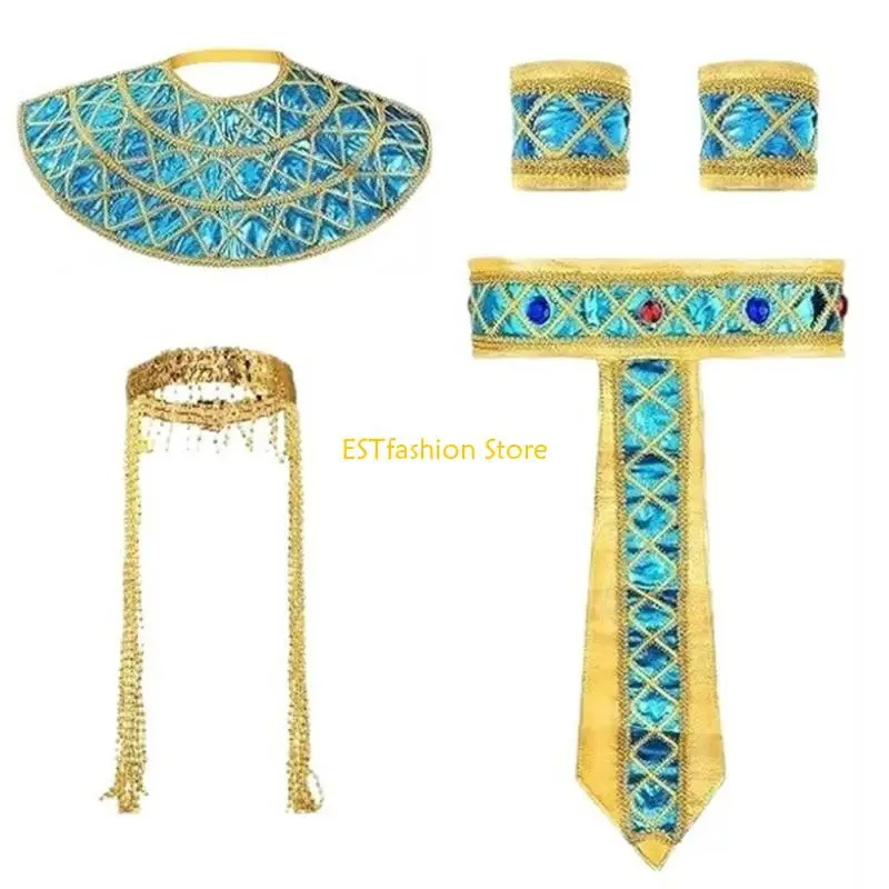 

Y5GC Egyptian Costume Accessories Egyptian Headbands Snake Headpiece Egyptian Belt Collar Wristband for Women Men Halloween