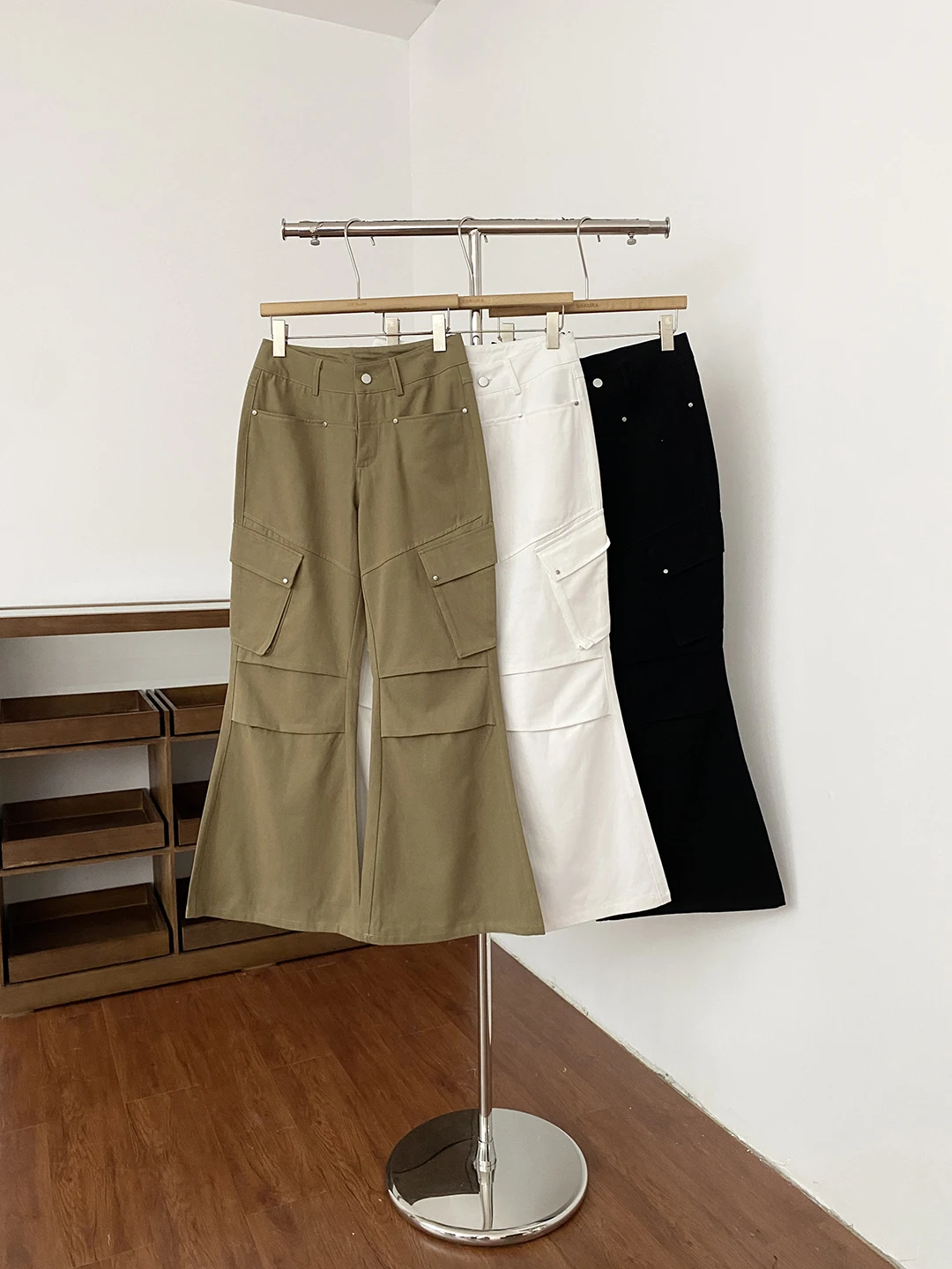 American Retro High Waist Multi Pocket Workwear Casual Pants Women's Spring New Style Slimming Design Knife  Pants