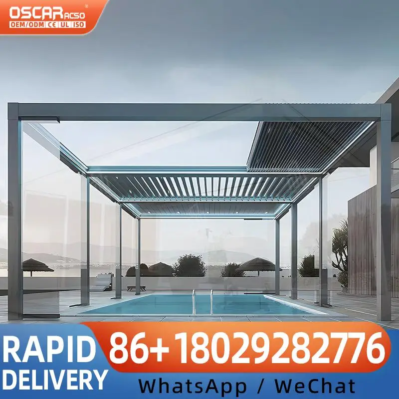AllWeather Bioclimatic Aluminum Pergola Waterproof Fireproof Garden Deck Gazebo for Balcony pergola