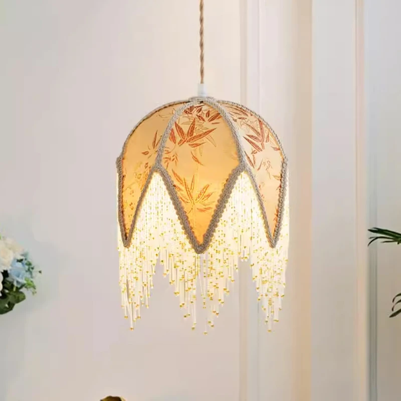 French Retro Tassels Pendant Lights Living Room Vintage Hanging Lamp Bedroom Indoor Lighting Fixtures Home Suspension Luminaire