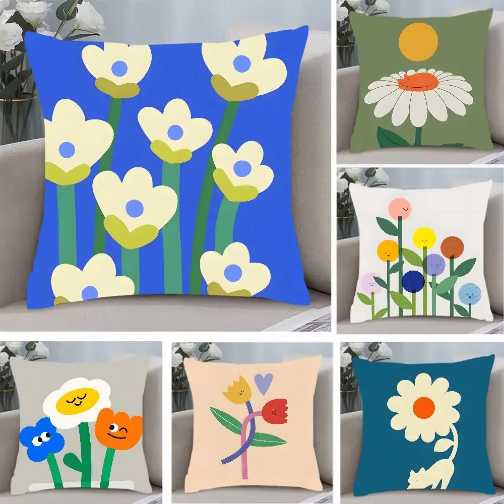 

Cute Pattern Designs Pillow Case Anti-dustmite Pillowcase Invisible Zipper Silky Short Plush Sofa Cushion Cover