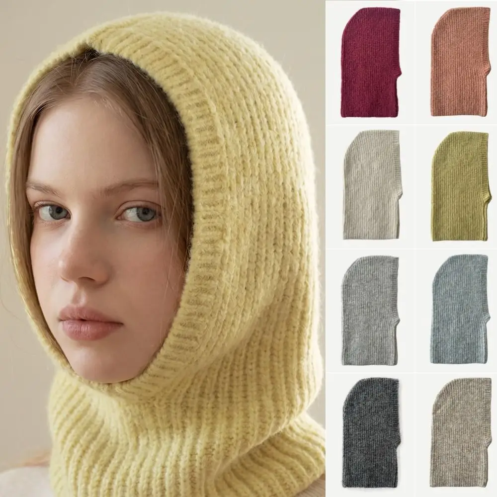 Fashion Alpaca Wool Balaclava Hat Wool Blend Solid Color Earflap Hat Beanie Fleece Knitted Hat Streetwear